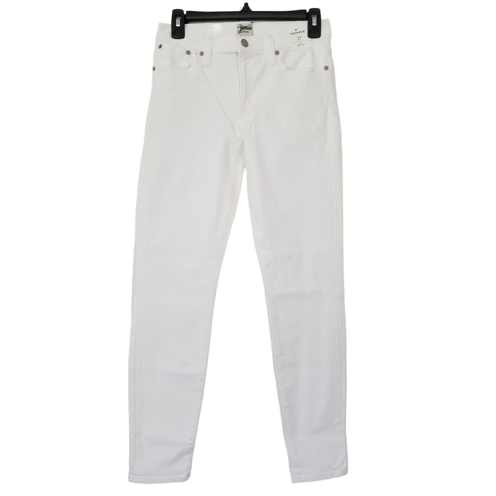 J, Crew 8" Toothpick Jeans Mid Rise Size 27 White 09355 NWT $128‎